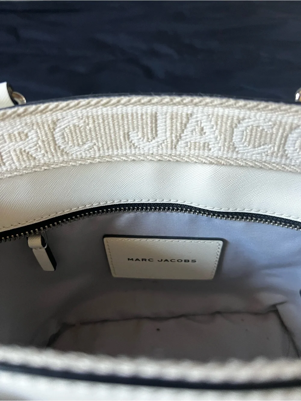Marc Jacobs Cream Leather Top-Handle Tote with Logo